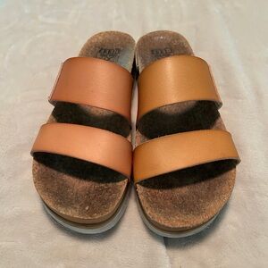 Brown and Tan REEF Slide Sandals